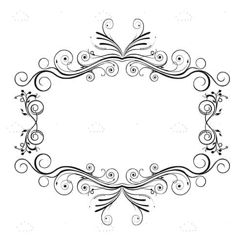 Floral Frame Background in Black and White